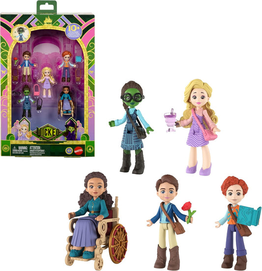 Mattel Universal Pictures’ Wicked Students of Shiz Multipack, 5 Small Dolls with Signature Looks and 9 Storytelling Accessories, Inspired by The Movie