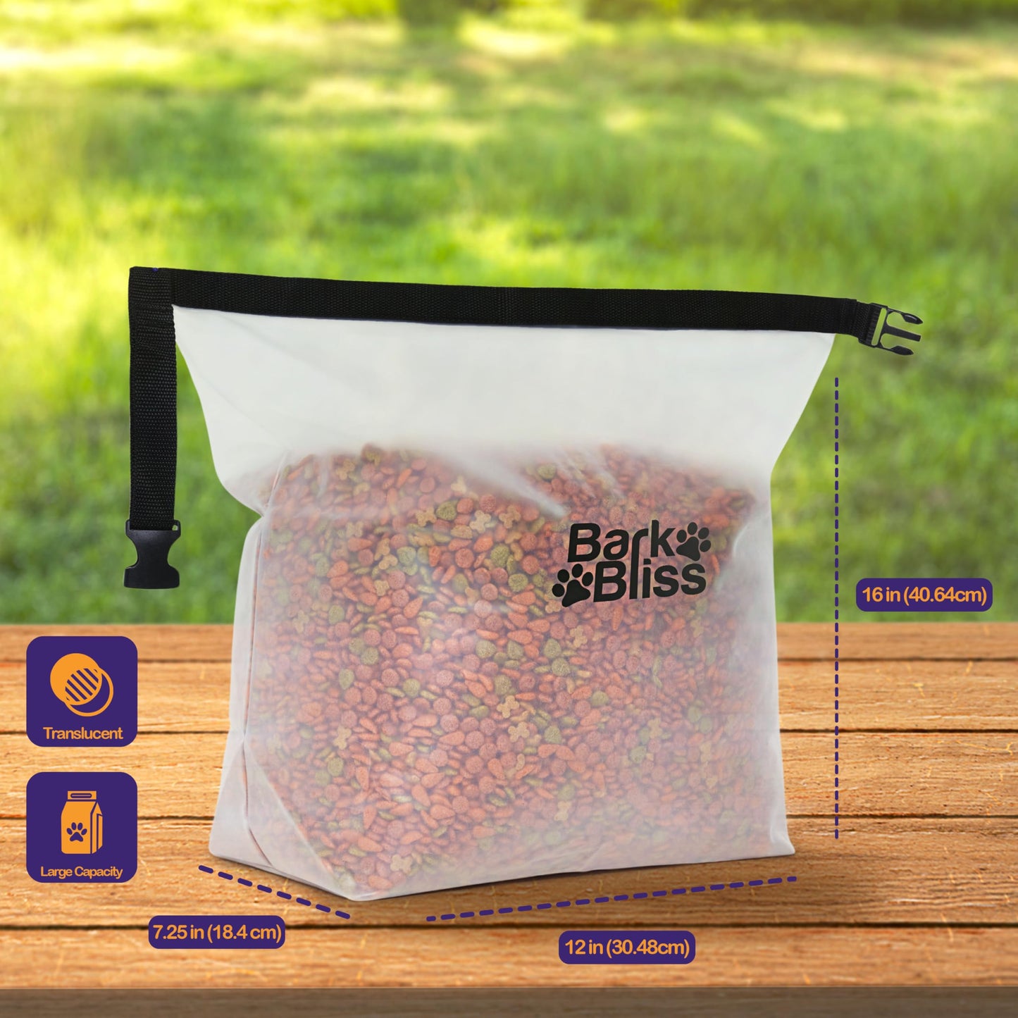 80 Cups Dog Food Travel Bag, Large Portable Container, Leak Proof, Water Resistant, Hook & Loop, Collapsible, Flat Base, hold 22lbs of Kibble, Camping/Travel (Large 80 Cups)