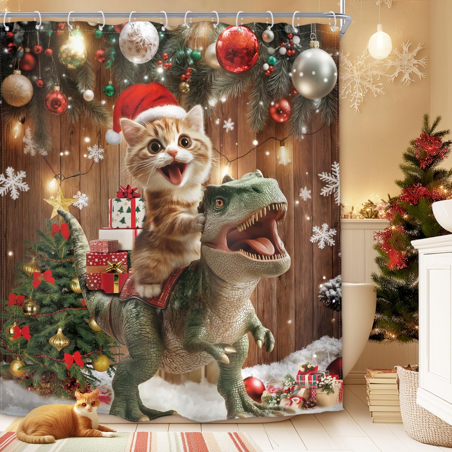 Homewelle Funny Dog Corgi Ocean Shower Curtain Riding Shark 72Wx72H Inch Sea Waves Seagull Fish Cool Animal Surfing Blue Cute Kids Waterproof Polyester Fabric Bathroom Bathtub