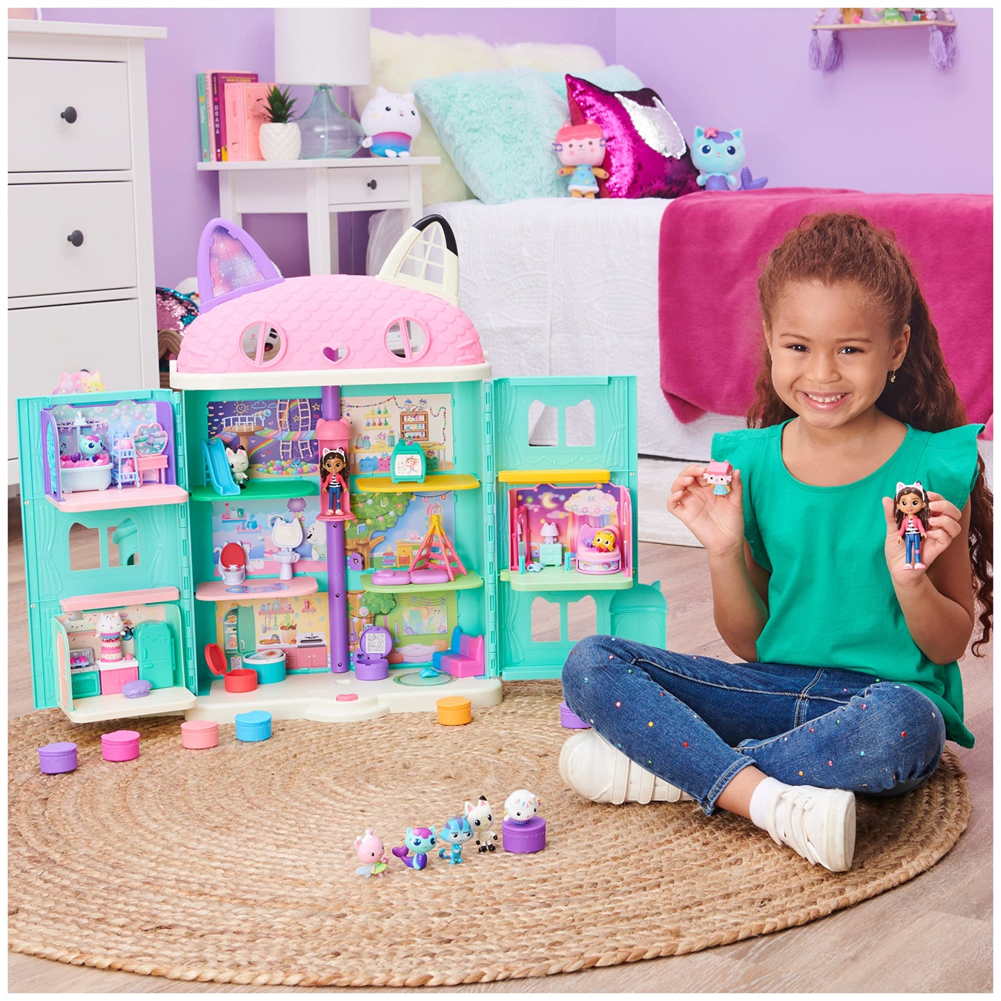 Gabby’s Dollhouse, Purrfect Dollhouse with 15 Pieces including Toy Figures, Furniture, Accessories and Sounds, Kids Toys for Ages 3 and up