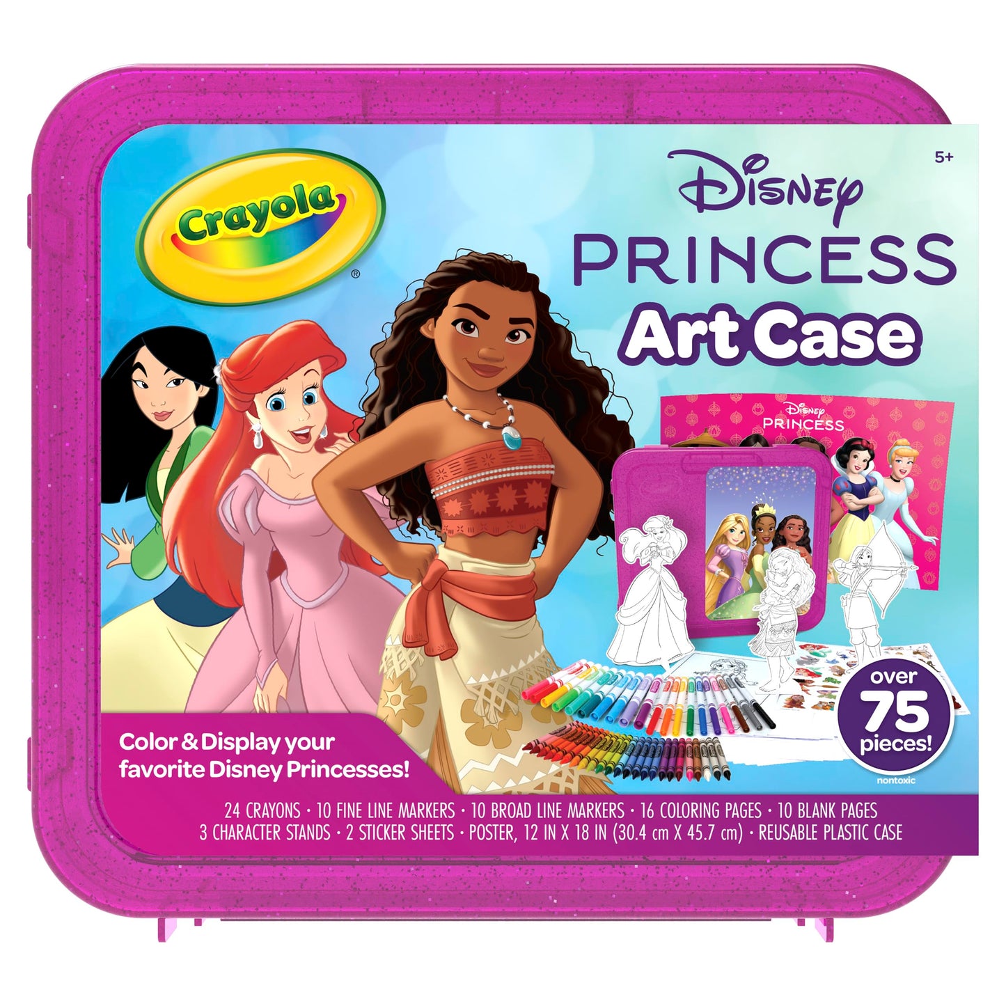 Crayola Disney Princess Art Case (75ct) Art Kit for Kids, Art Supplies, Coloring Set, Gift for Girls & Boys