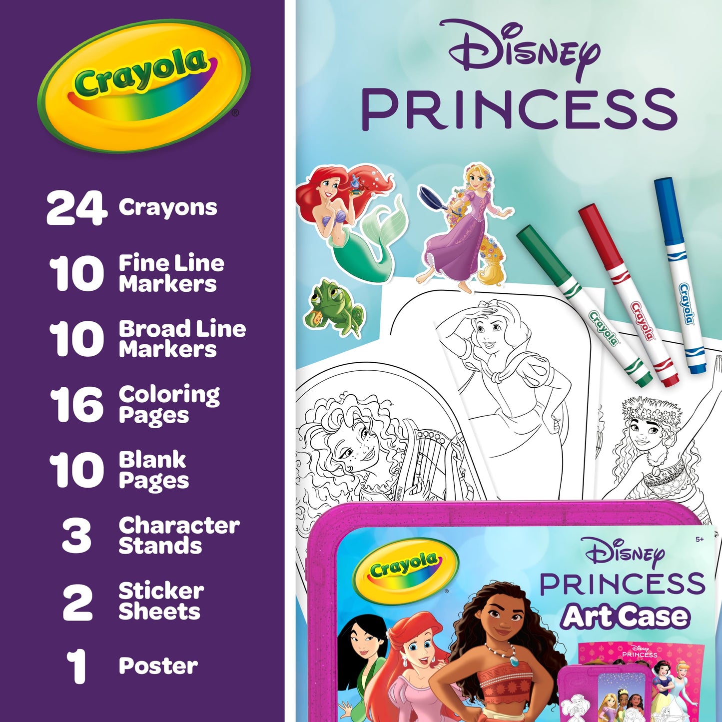 Crayola Disney Princess Art Case (75ct) Art Kit for Kids, Art Supplies, Coloring Set, Gift for Girls & Boys