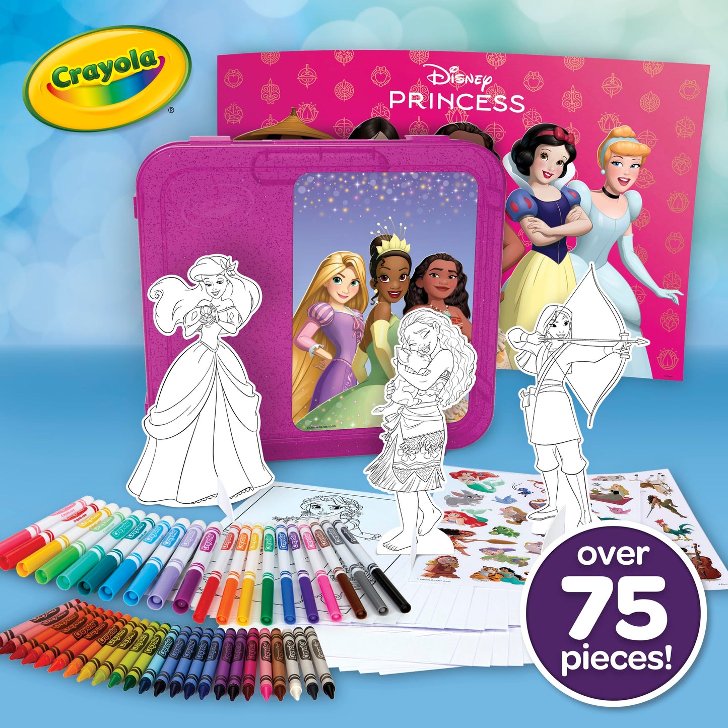 Crayola Disney Princess Art Case (75ct) Art Kit for Kids, Art Supplies, Coloring Set, Gift for Girls & Boys