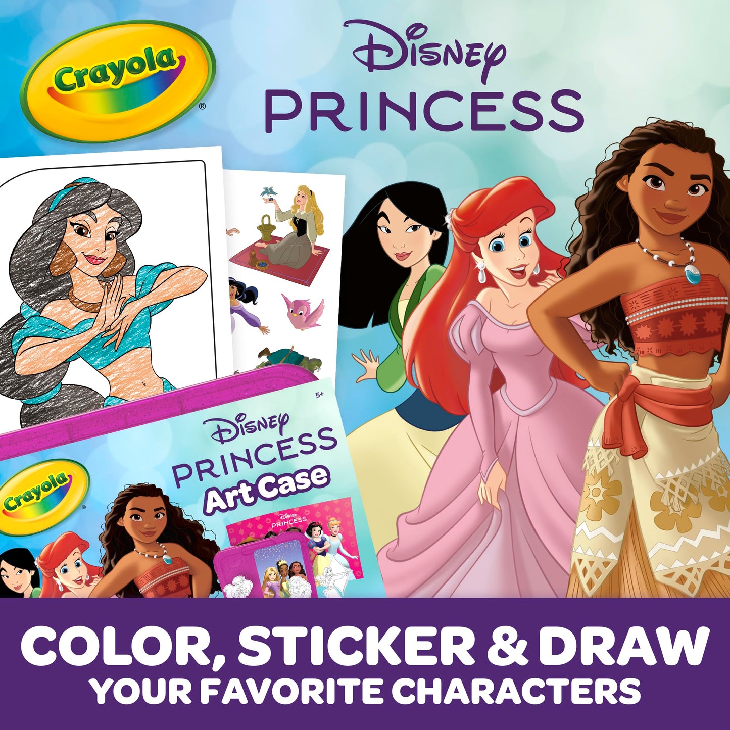 Crayola Disney Princess Art Case (75ct) Art Kit for Kids, Art Supplies, Coloring Set, Gift for Girls & Boys